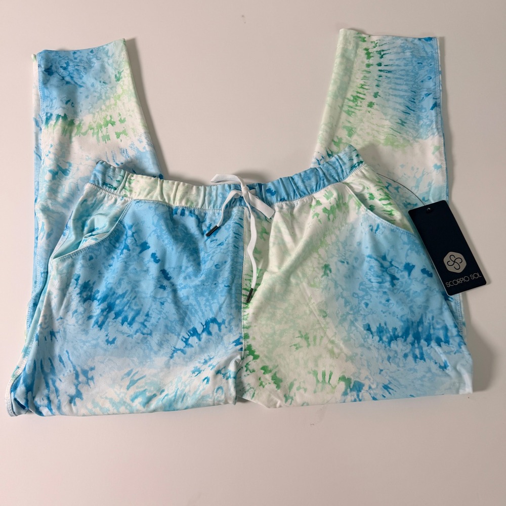 Scorpio Sol Fare Crop Jogger Ocean Tie Dye Blue Green SS-470 Mens L